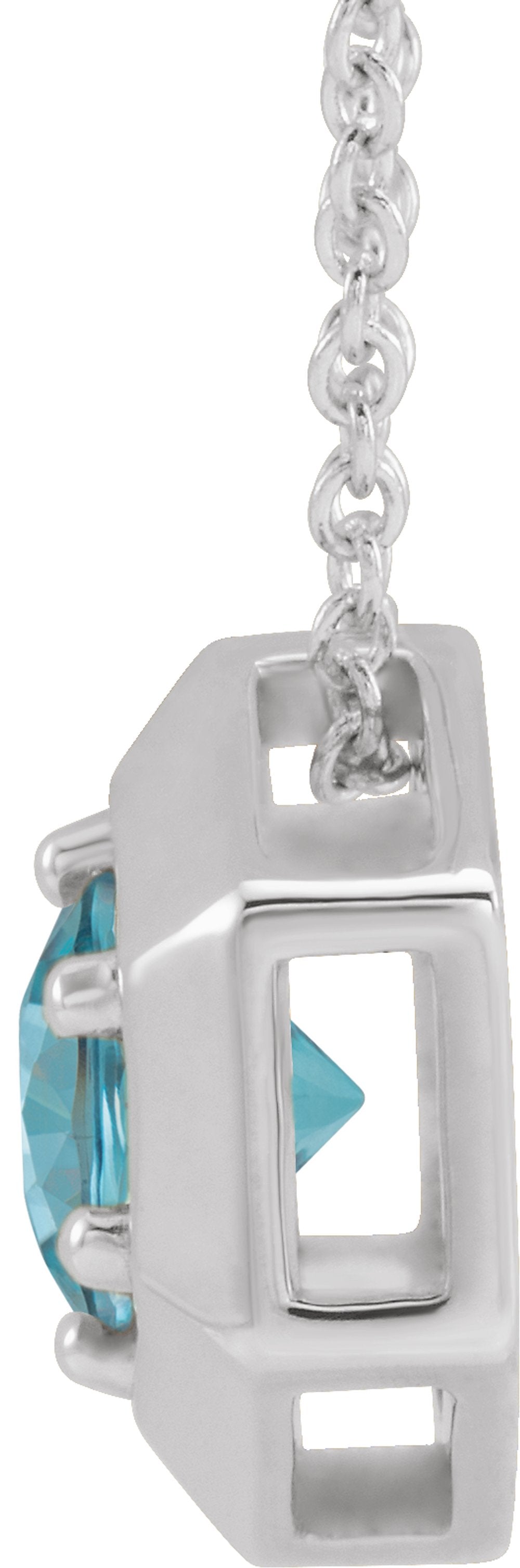 Sterling Silver Natural Blue Zircon Geometric 16-18" Necklace