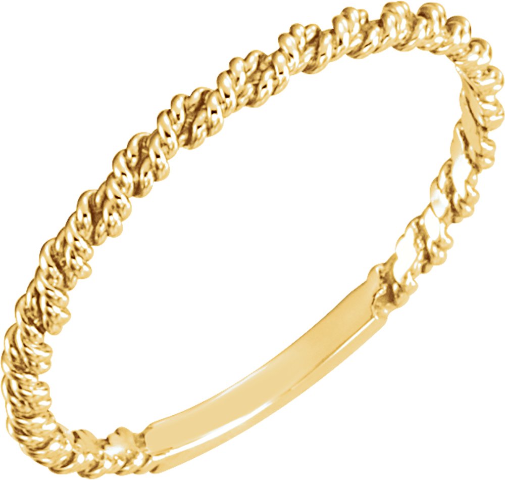 14K Yellow Gold 2 mm Twisted Rope Band