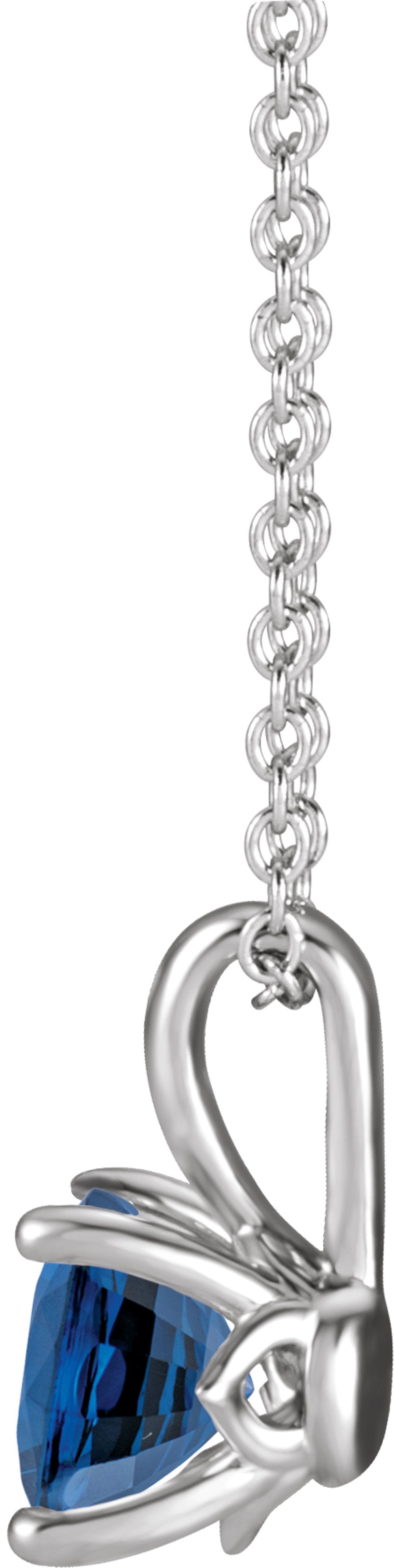 Sterling Silver 4 mm Lab-Grown Blue Sapphire 16-18" Necklace