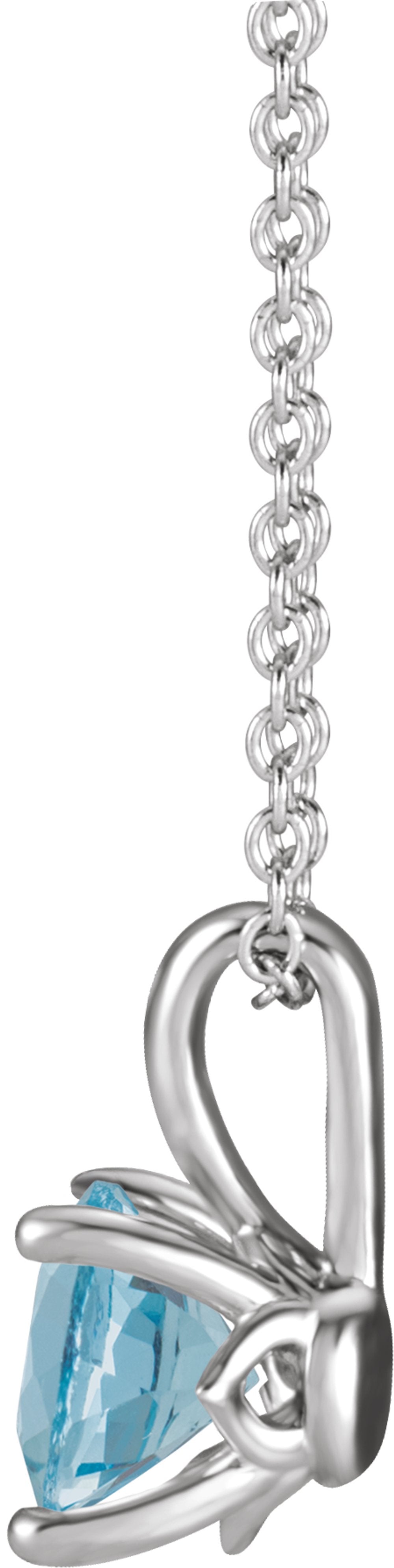 14K White 6 mm Natural Aquamarine 16-18" Necklace