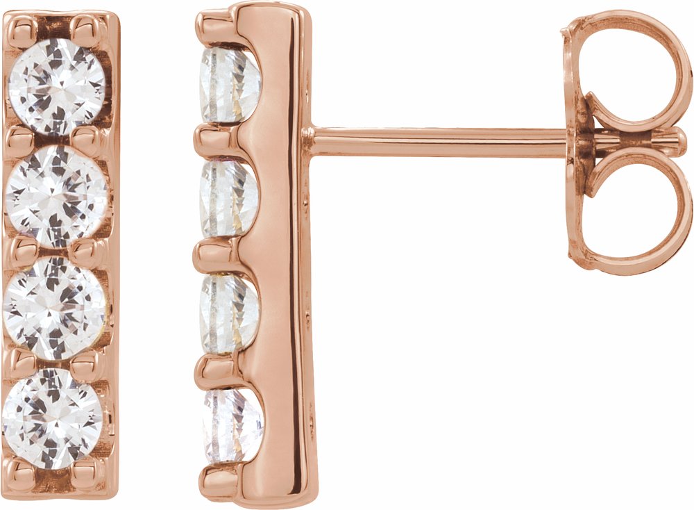 14K Rose Gold 1/2 CTW Lab-Grown Diamond Bar Earrings