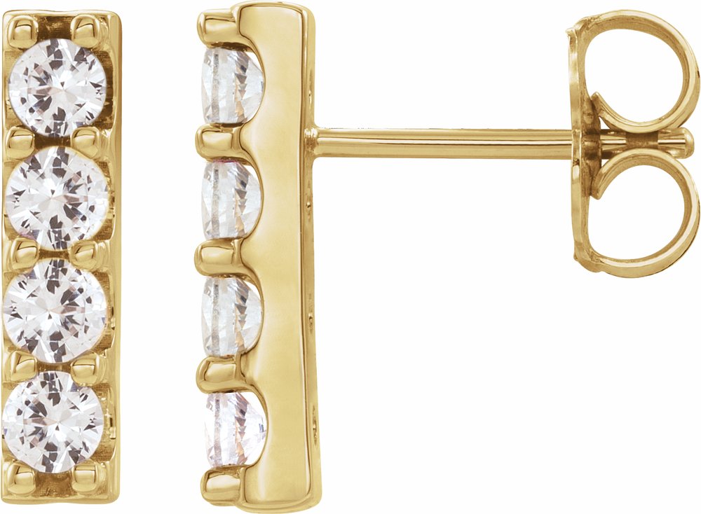 14K Yellow Gold 1/2 CTW Natural Diamond Bar Earrings