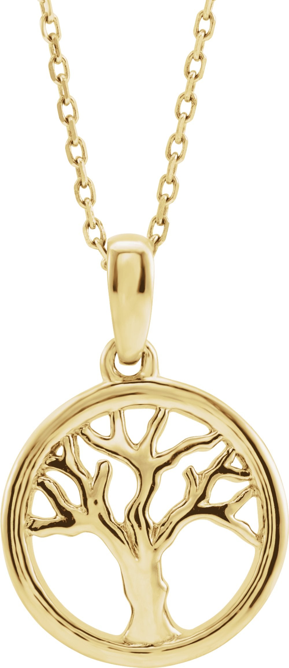 14K Yellow Gold Tree of Life 16-18" Necklace