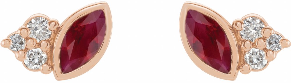 14K Rose Natural Ruby & .05 CTW Natural Diamond Earrings