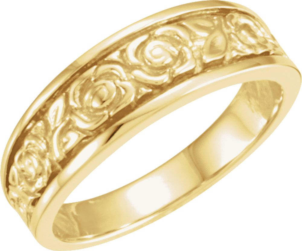 14K Yellow Gold 6 mm Floral Band