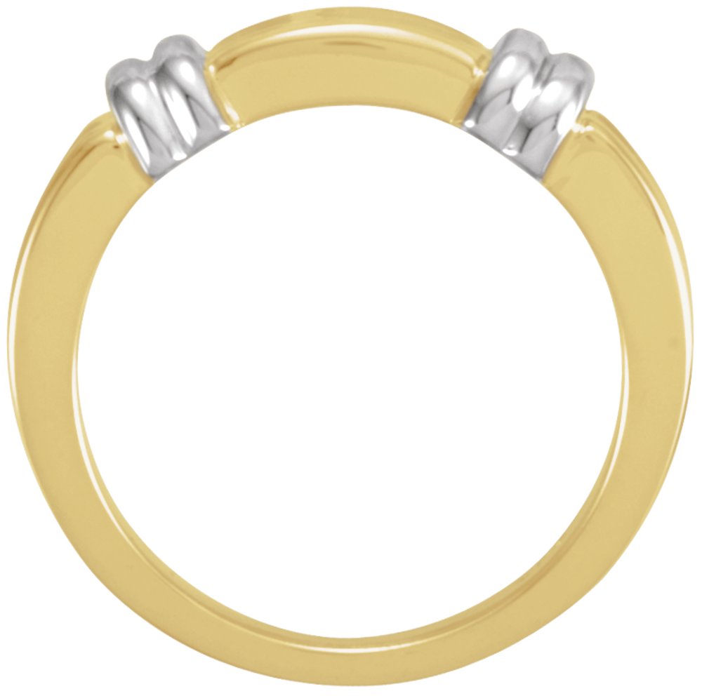 14K Yellow/White 6 mm Bamboo Pattern Band Size 7