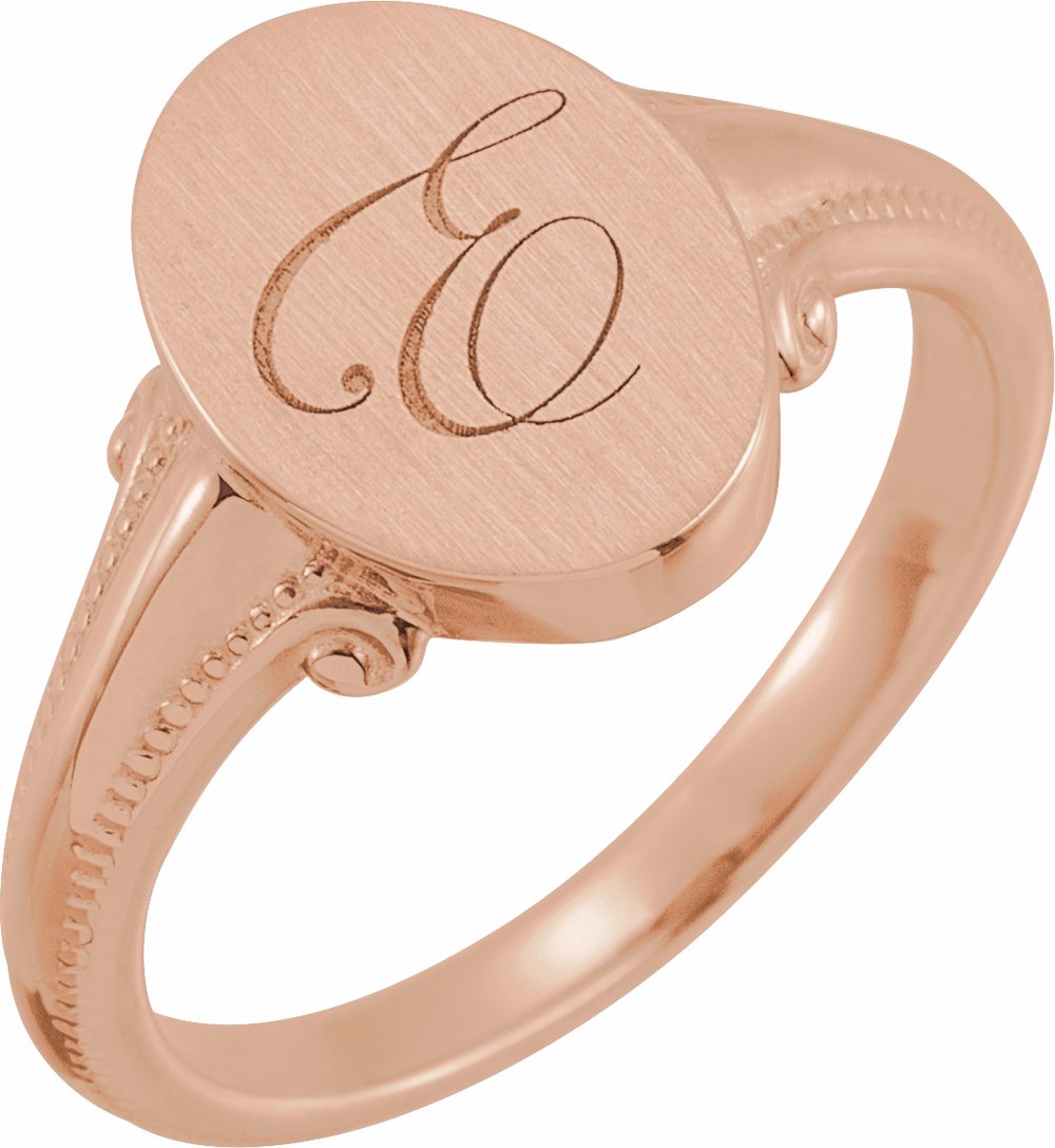 14K Rose Oval Signet Ring