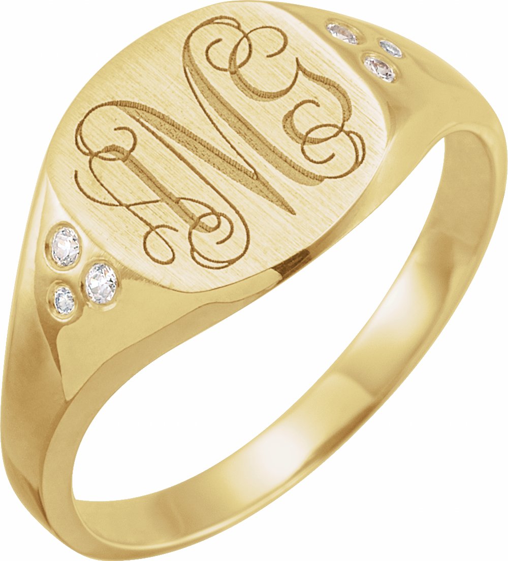 14K Yellow Gold .05 CTW Natural Diamond Square Signet Ring