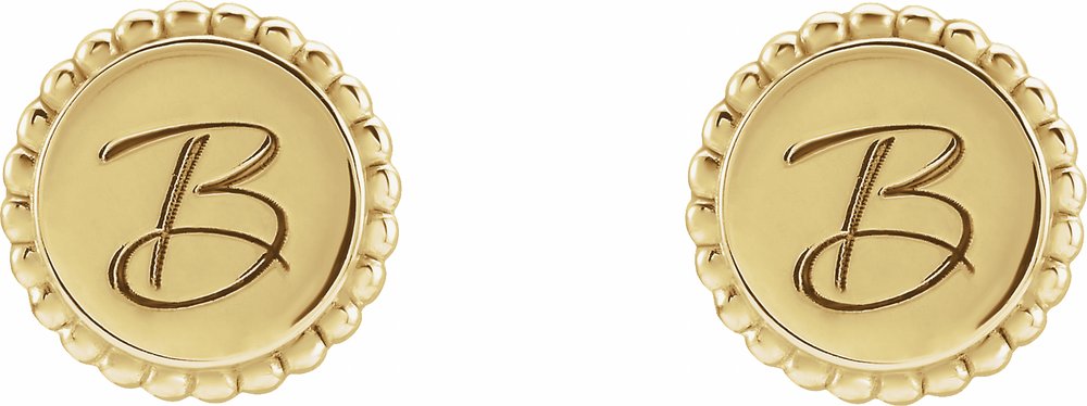 18K Yellow Gold Vermeil Engravable Beaded Earrings