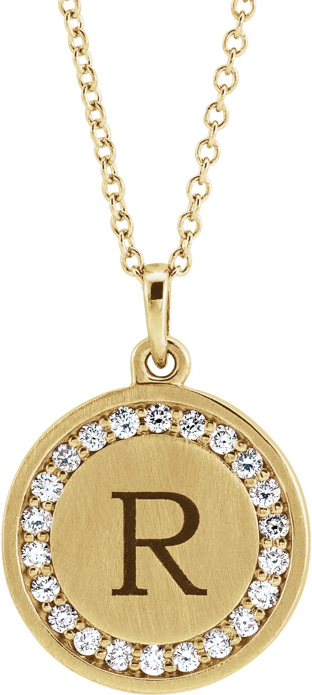 14K Yellow Gold 1/5 CTW Natural Diamond Engravable 16-18" Necklace