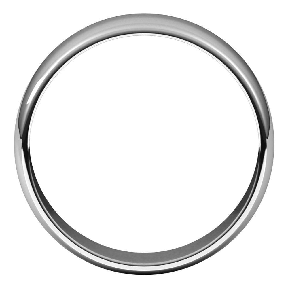 18K White 6 mm Half Round Light Band Size 10.5