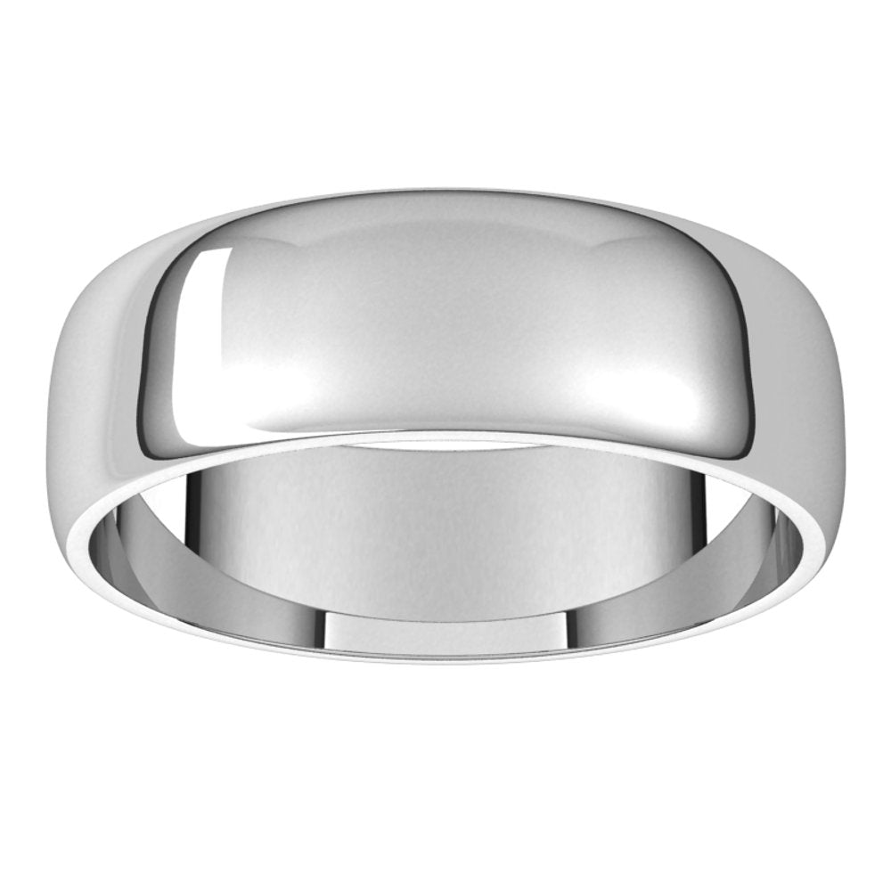 18K White 6 mm Half Round Light Band Size 10.5