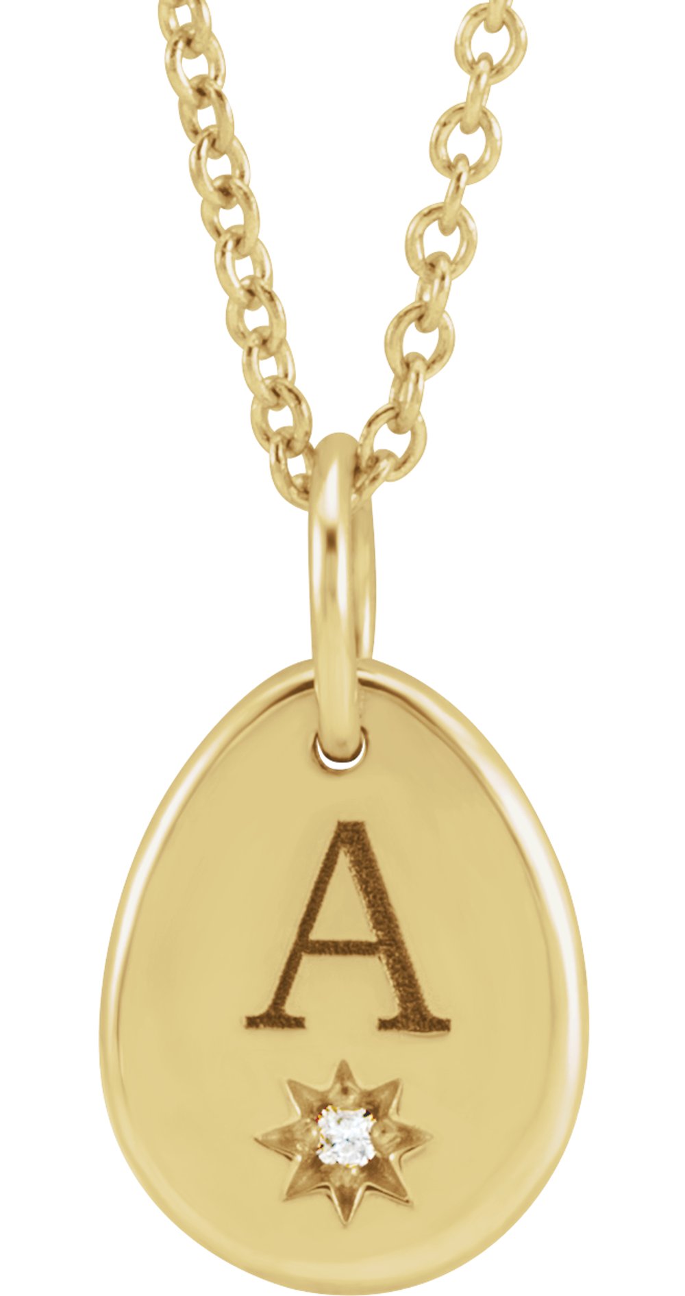 14K Yellow Engravable .005 CT Natural Diamond 16-18" Necklace
