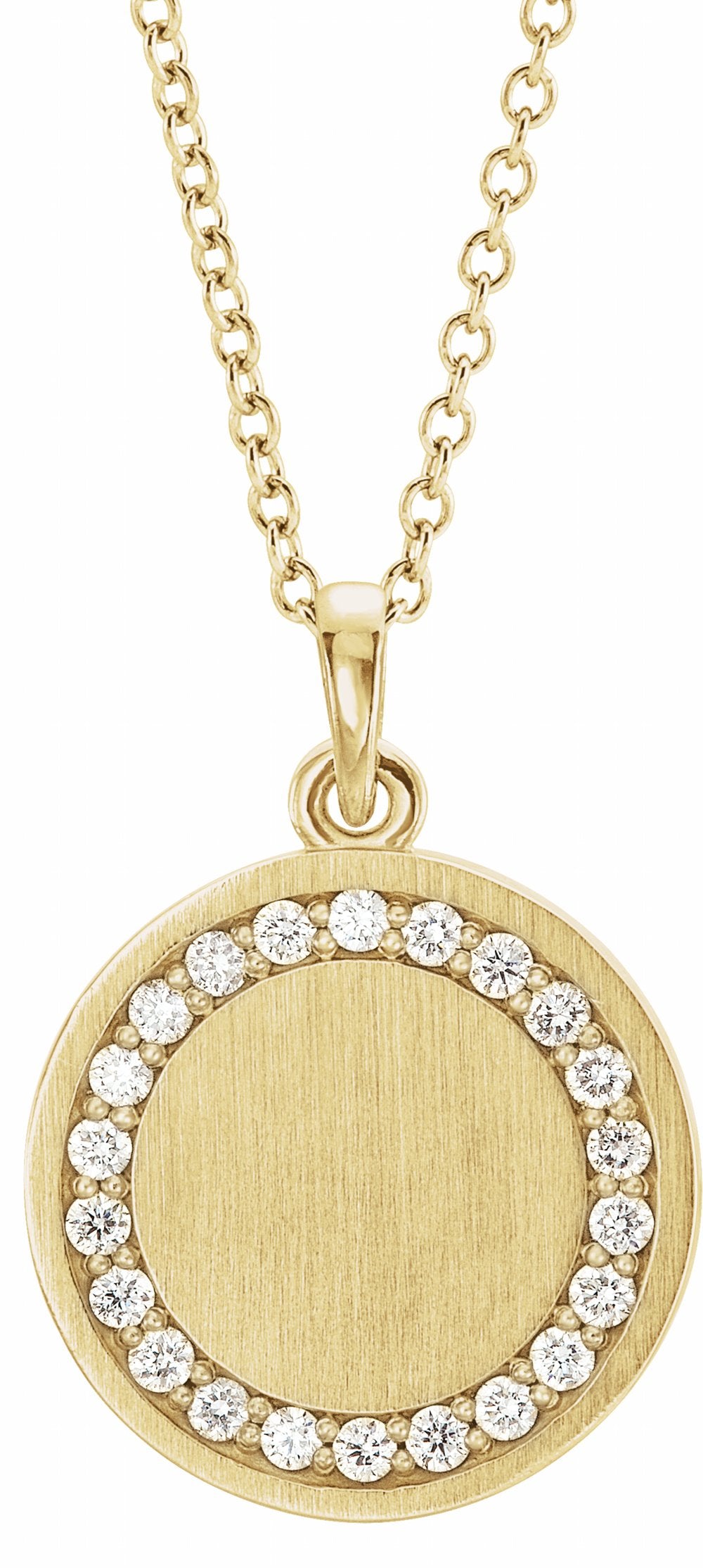 14K Yellow Gold 1/5 CTW Natural Diamond Engravable 16-18" Necklace