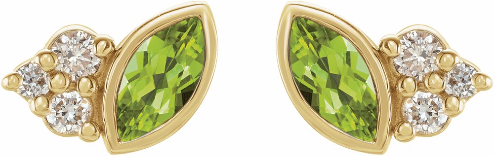 14K Yellow Gold Natural Peridot & .05 CTW Natural Diamond Earrings