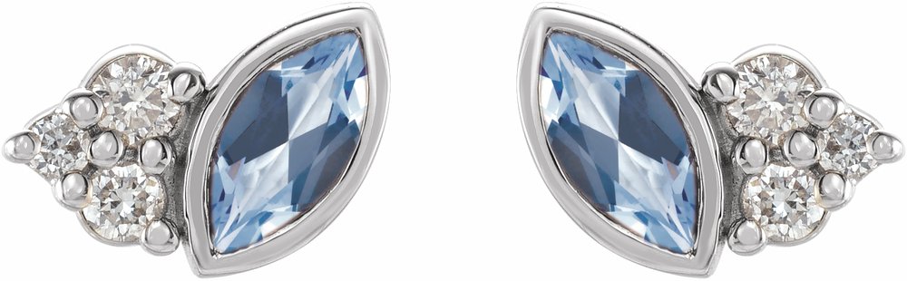 14K White Gold Natural Aquamarine & .05 CTW Natural Diamond Earrings