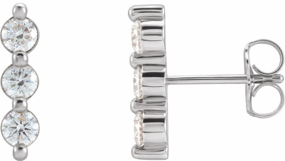 14K White Gold 1/2 CTW Natural Diamond Bar Earrings