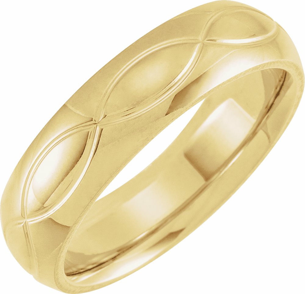 14K Yellow Gold 6 mm Infinity-Inspired Comfort-Fit Half Round Band Size 10