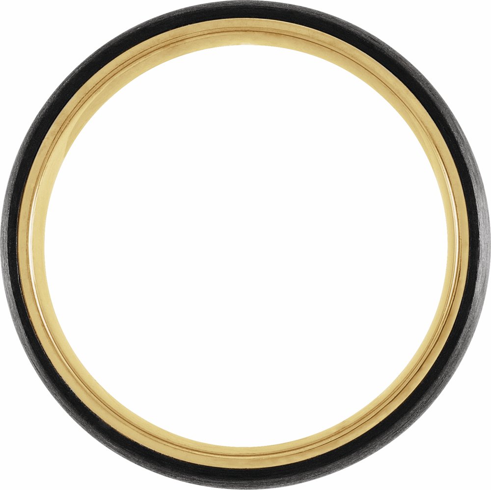 18K Yellow Gold PVD Titanium 6 mm Comfort-Fit Half Round Band Size 7