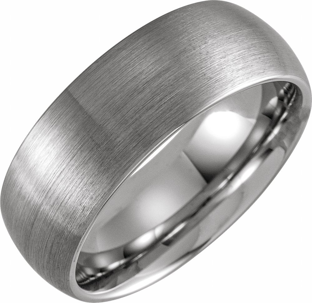 Tungsten 8 mm Half Round Satin Band Size 9