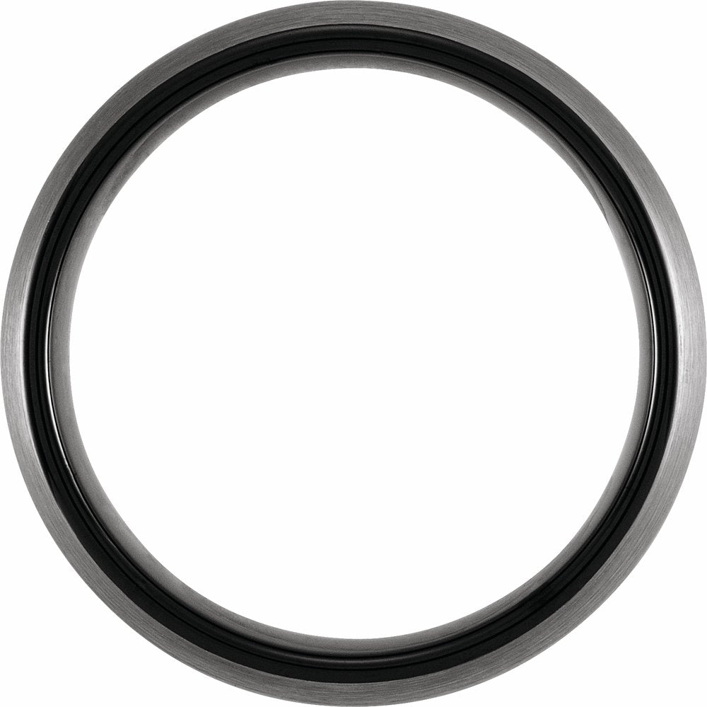 Black PVD Tungsten 8 mm Comfort-Fit Half Round Band Size 7
