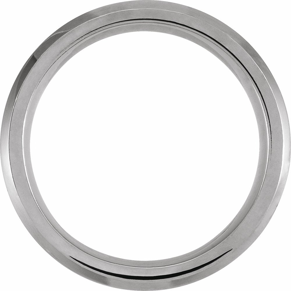 White PVD & Tungsten Inlay 8 mm Beveled-Edge Comfort-Fit Band Size 8
