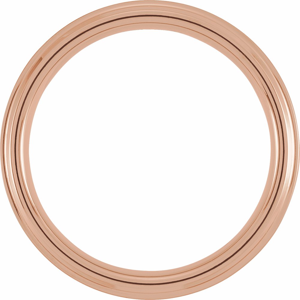 18K Rose Gold PVD & Tungsten Inlay 6 mm Beveled Stepped-Edge Comfort-Fit Band Size 7