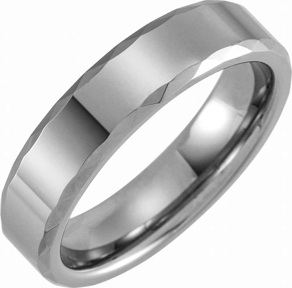 Tungsten 6 mm Beveled Faceted Band Size 7