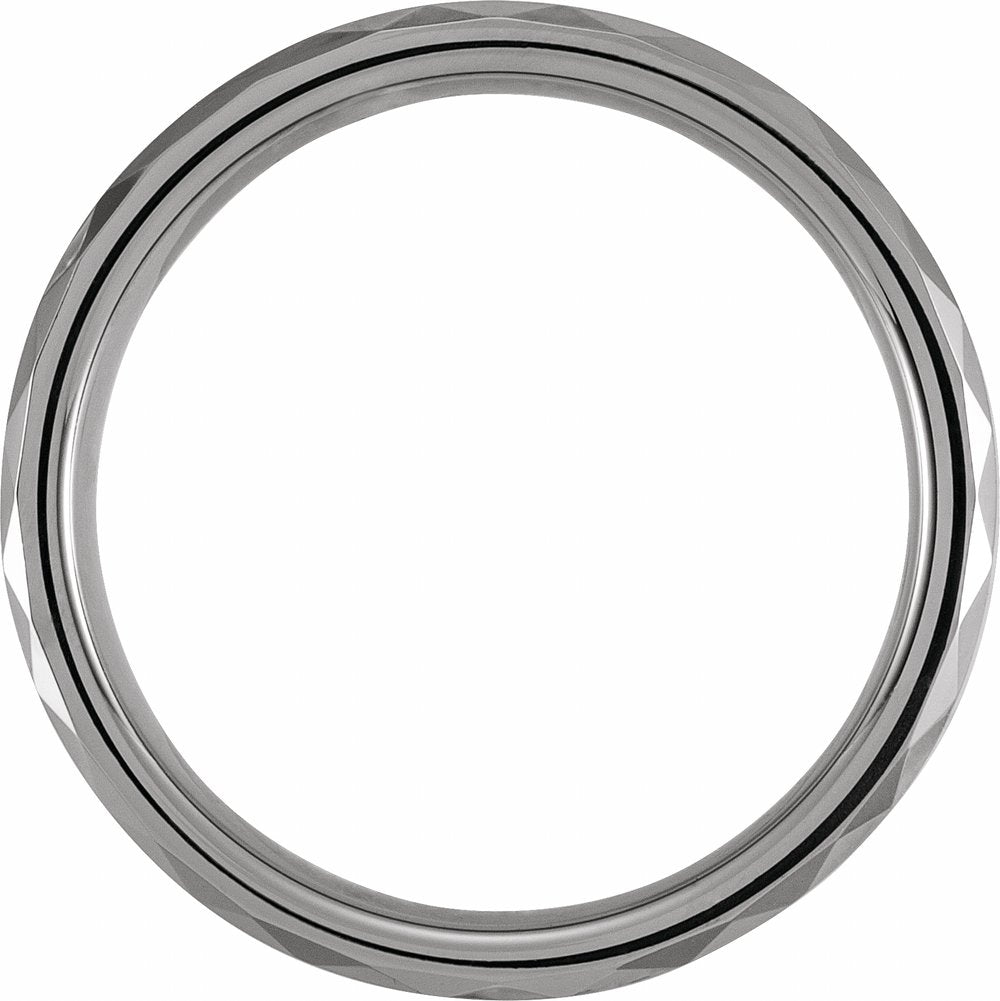 Tungsten 6 mm Beveled Faceted Band Size 7