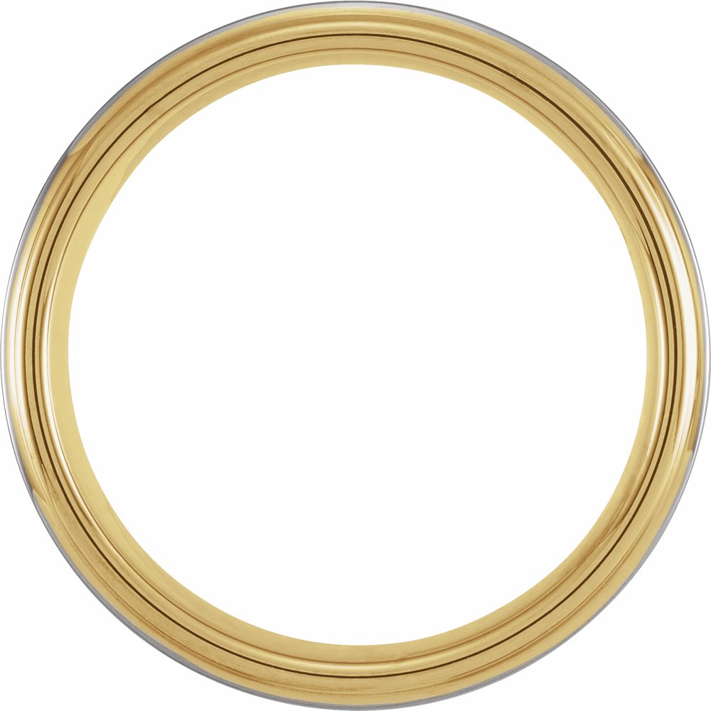 18K Yellow Gold PVD Tungsten 8 mm Stepped-Edge Comfort-Fit Flat Band Size 7