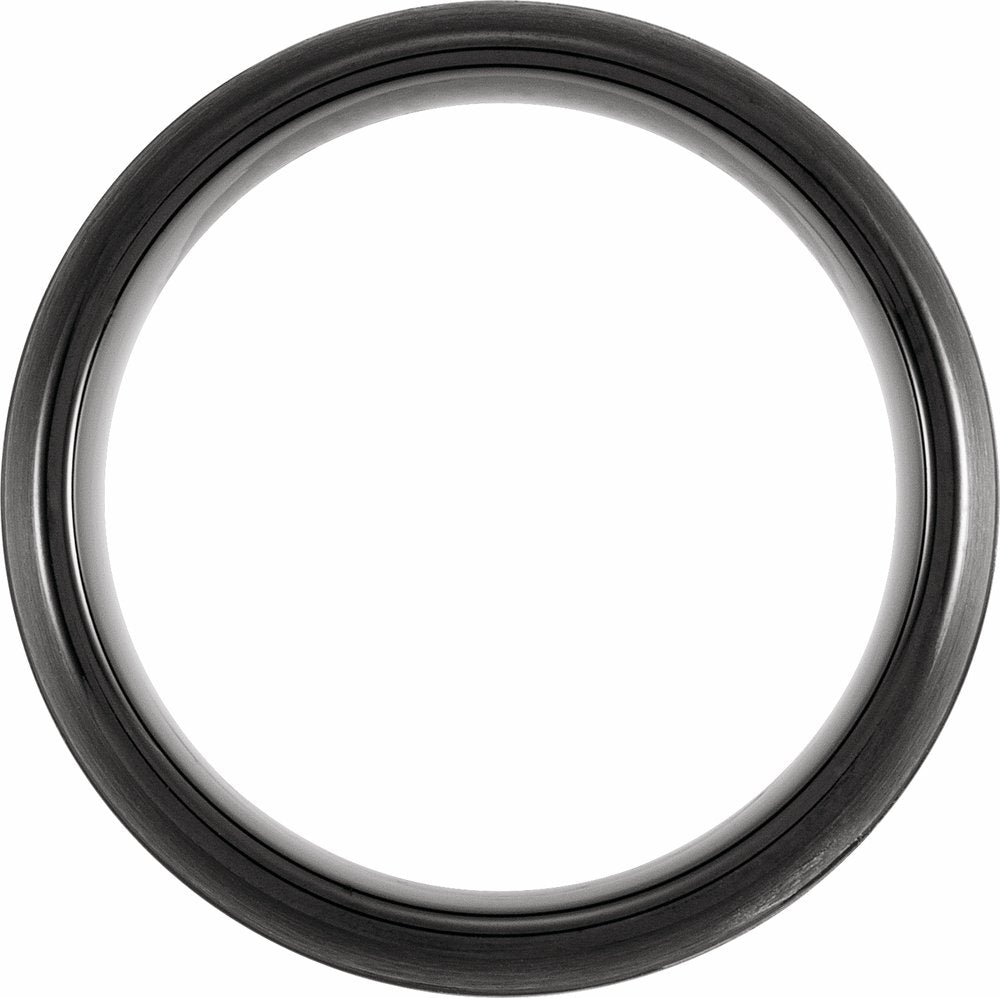 Black & Blue PVD Tungsten 8 mm Grooved Comfort-Fit Half Round Band Size 7