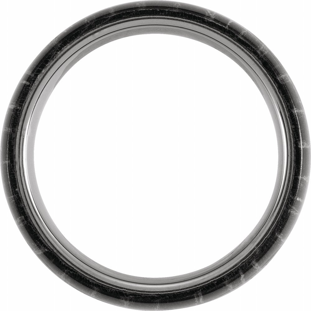 Tungsten 8 mm Zebra Wood Inlay Comfort-Fit Half Round Band Size 7