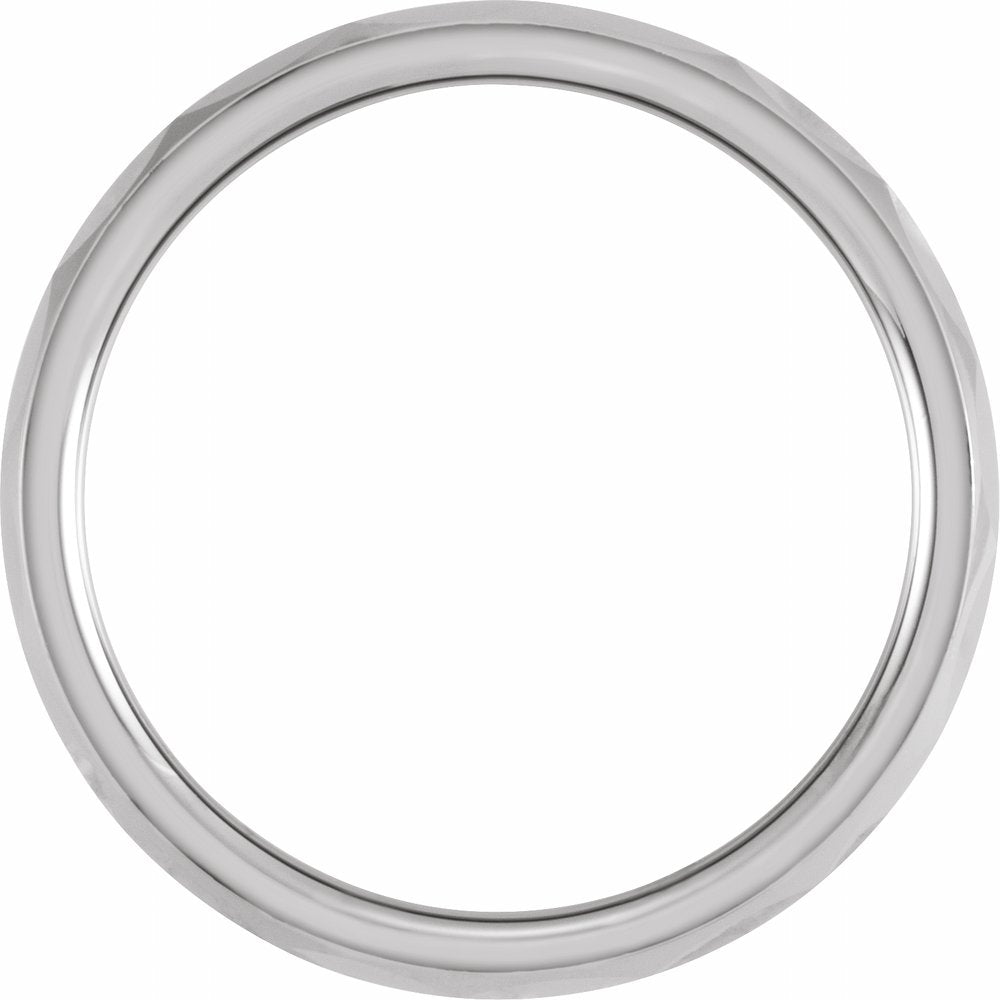 Tungsten 6 mm Geometric Faceted Comfort-Fit Half Round Band Size 7.5