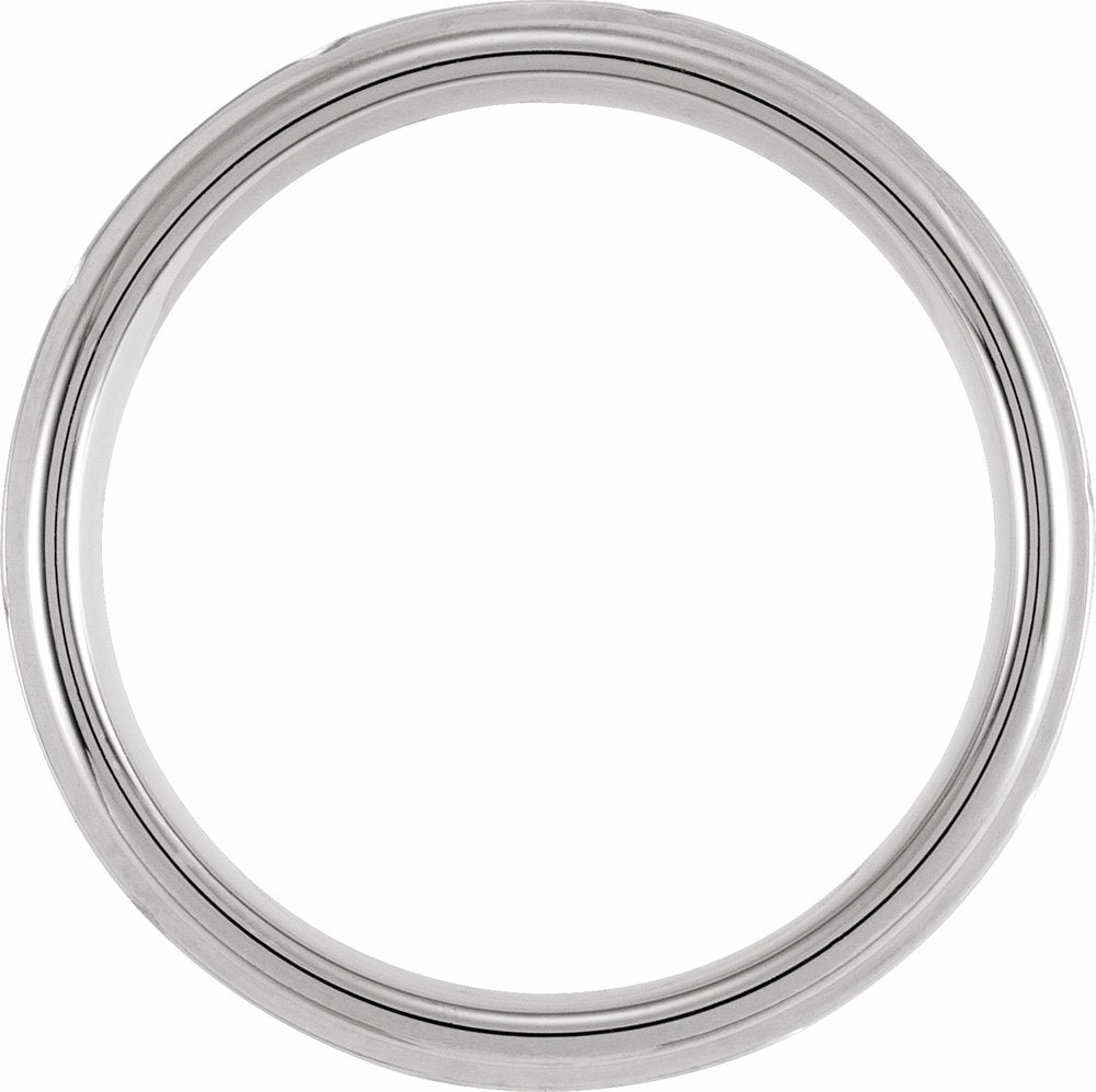 Tungsten 7 mm Stepped-Edge Grooved Comfort-Fit Flat Band Size 7.5