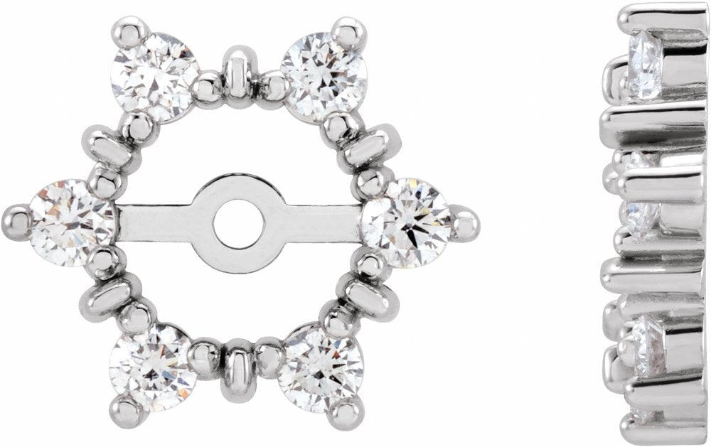 14K White Gold 1/4 CTW Natural Diamond Earring Jackets with 4.7 mm ID