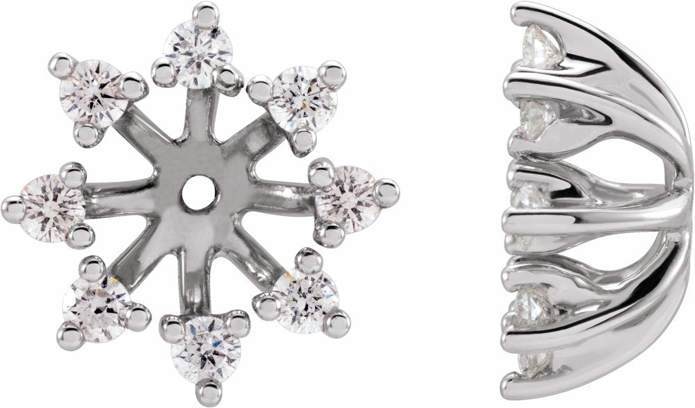 14K White Gold 6 mm ID 1/2 CTW Natural Diamond Earring Jackets