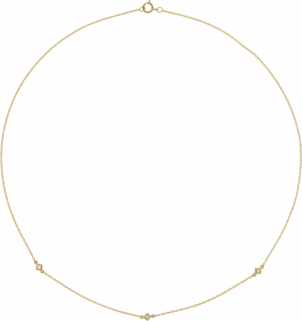 14K Yellow Gold 1/6 CTW Natural Diamond 3-Station 18" Necklace