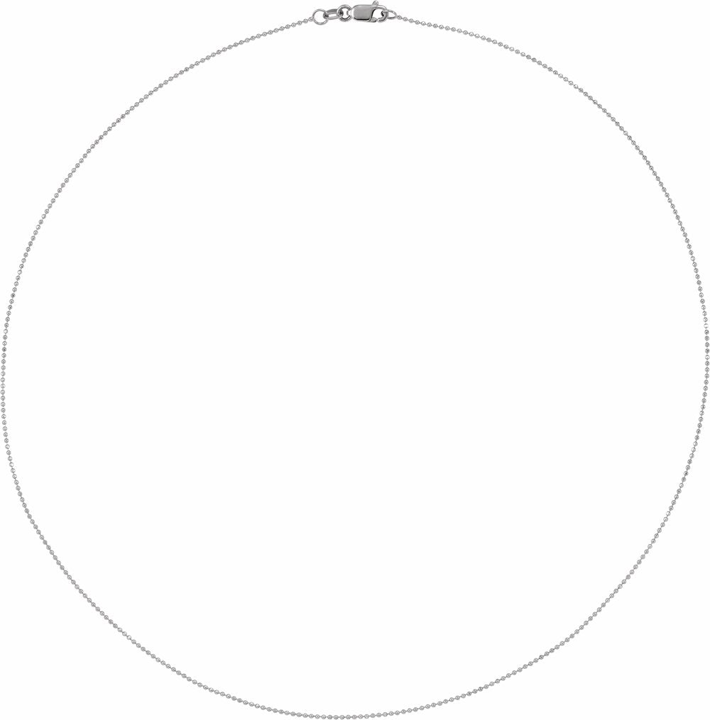 14K White Gold 1 mm Diamond-Cut Bead 20" Chain