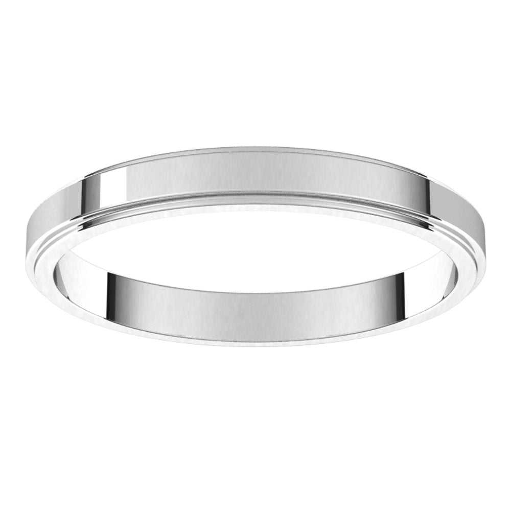 14K White Gold 2.5 mm Stepped-Edge Flat Band Size 5