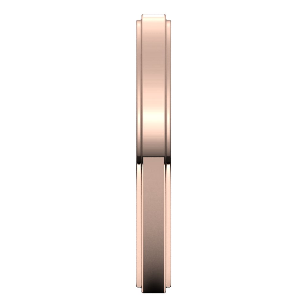 14K Rose Gold 2.5 mm Stepped-Edge Flat Band Size 4