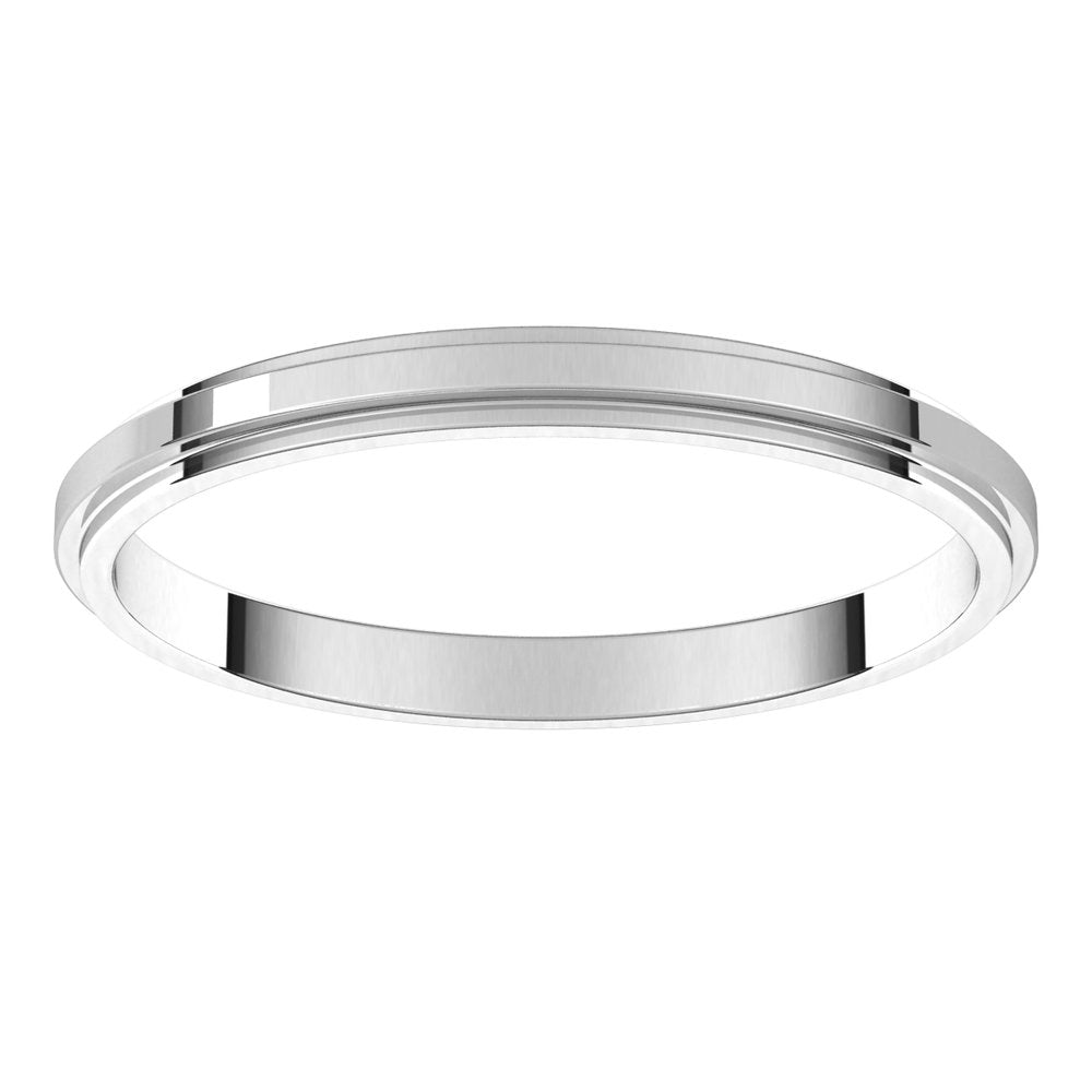 14K White 2 mm Stepped-Edge Flat Band Size 6