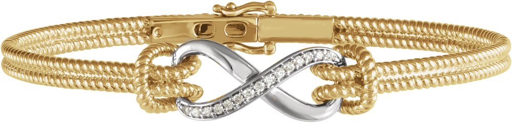 14K Yellow/White 1/8 CTW Natural Diamond Bangle 7 1/2” Bracelet