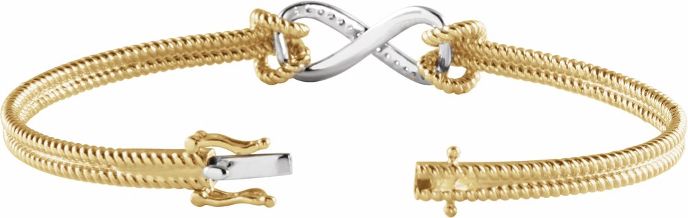 14K Yellow/White 1/8 CTW Natural Diamond Bangle 7 1/2” Bracelet