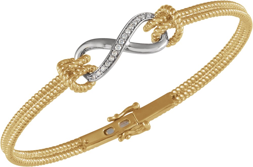 14K Yellow/White 1/8 CTW Natural Diamond Bangle 7 1/2” Bracelet