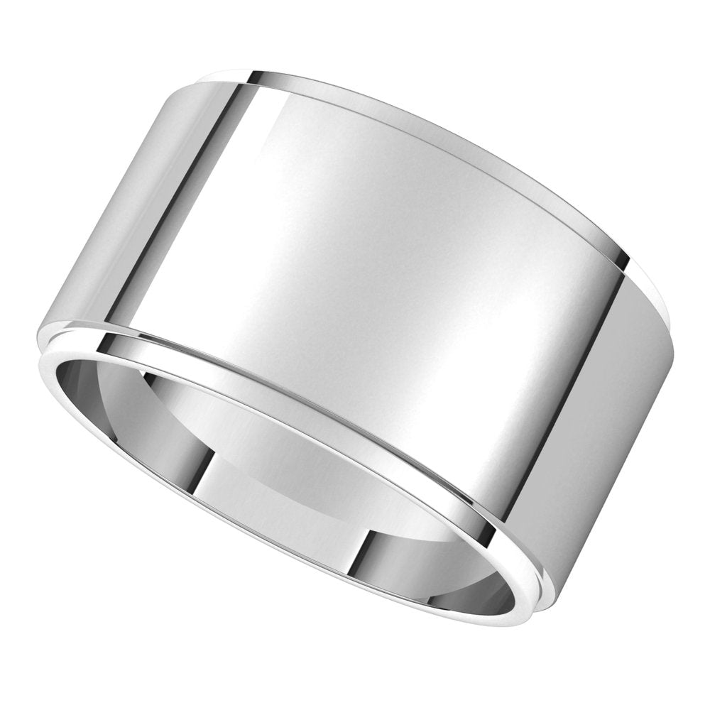 Sterling Silver 11 mm Flat Edge Band Size 12