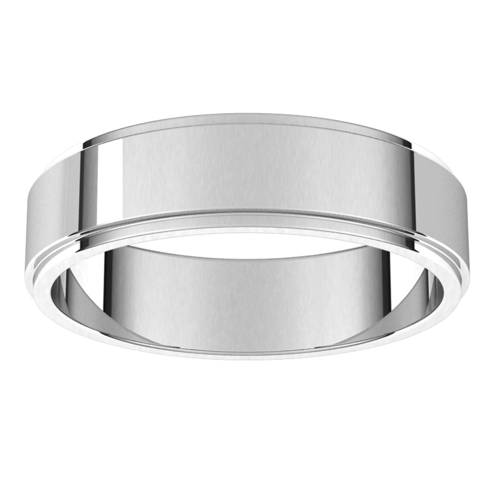 14K White 5 mm Flat Edge Band