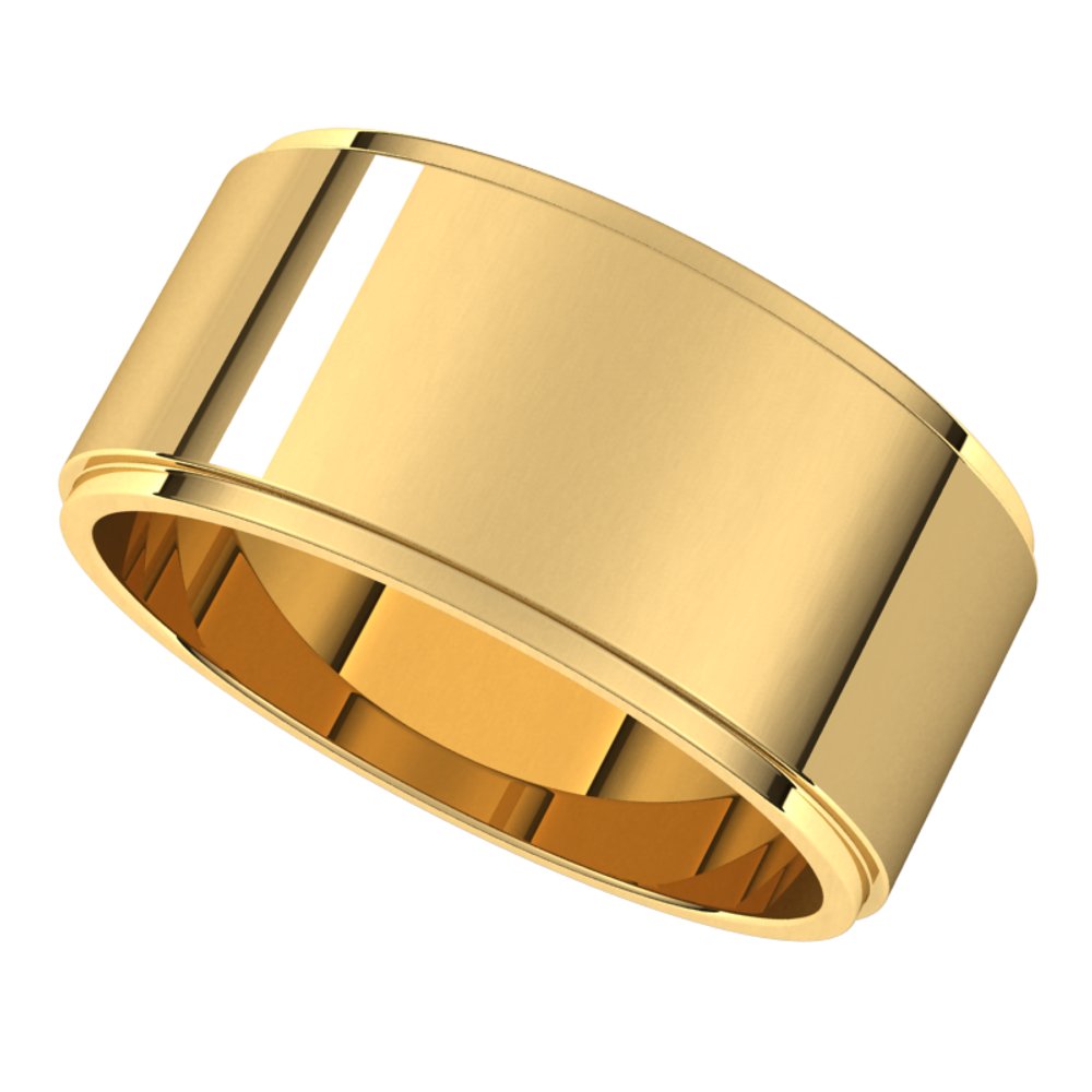 14K Yellow 9 mm Stepped-Edge Flat Band Size 5.5
