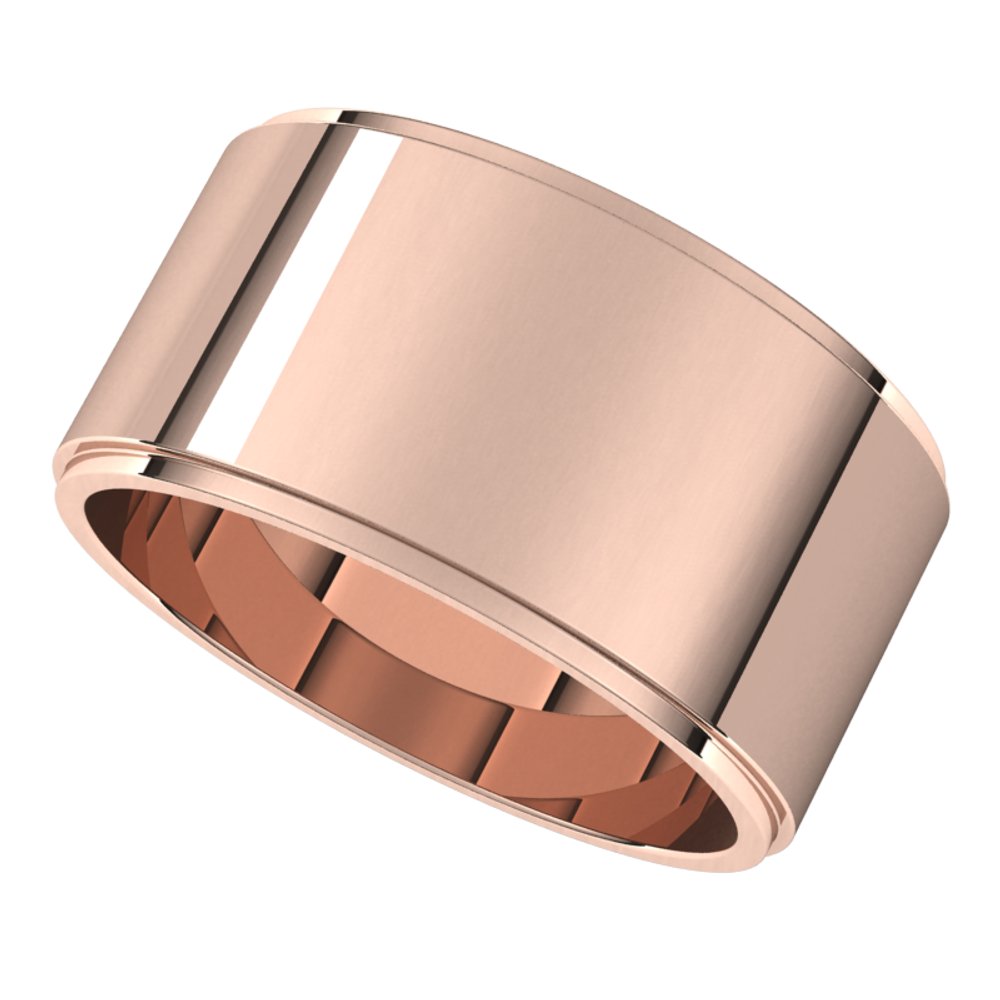 14K Rose Gold 10 mm Stepped-Edge Flat Band Size 11