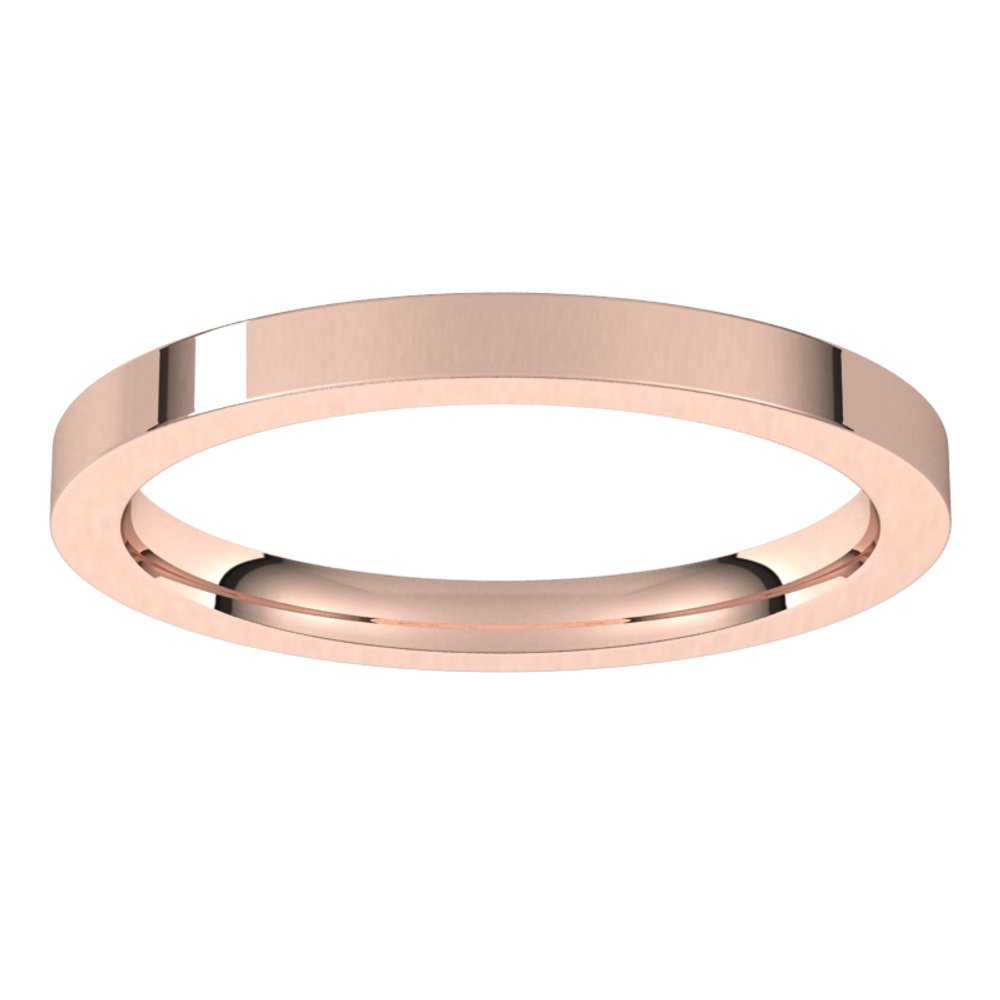 18K Rose 2 mm Comfort-Fit Flat Band Size 7