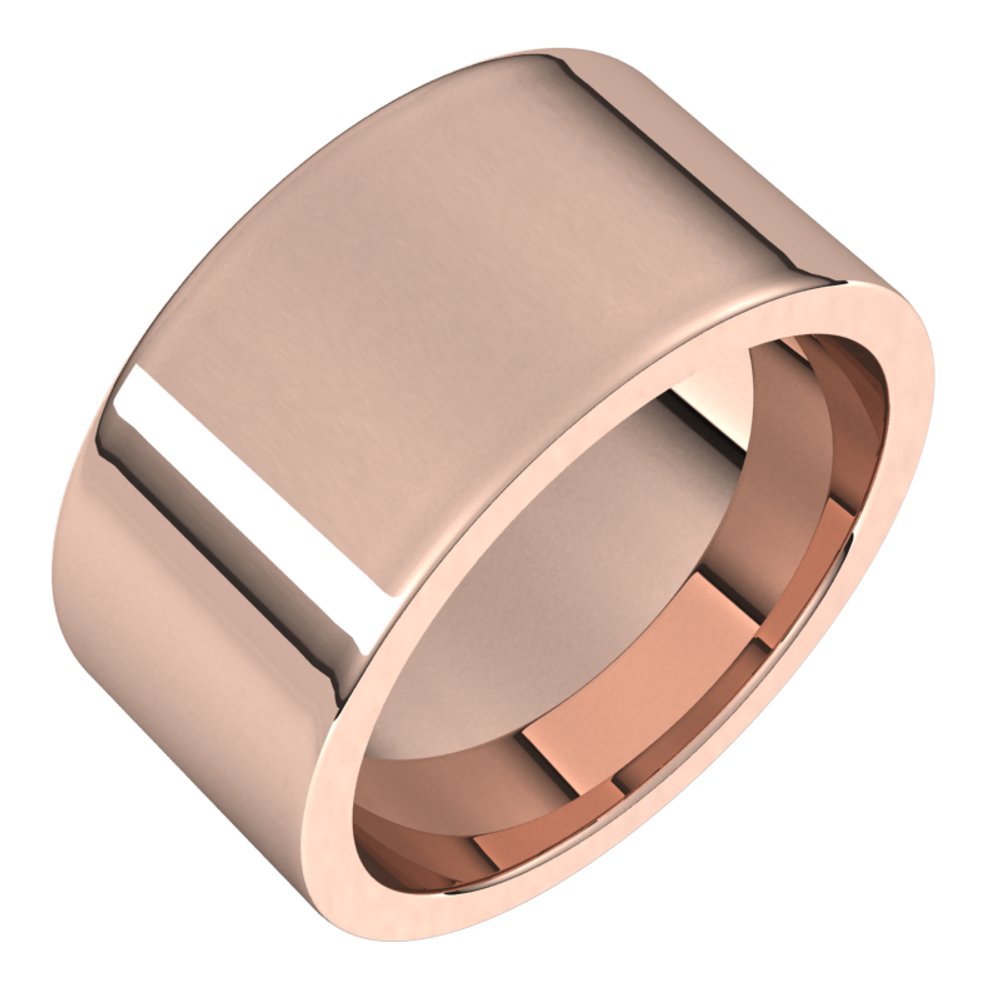 14K Rose 10 mm Comfort-Fit Flat Band Size 13